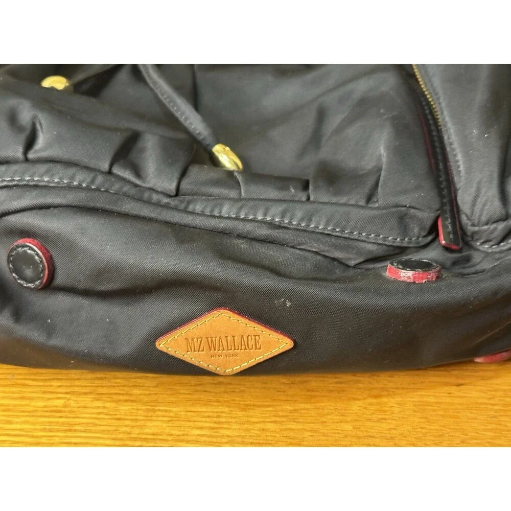MZ Wallace Marlena backpack - Black nylon and leather, red interior and accents